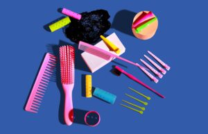 flatlay of hair accessories