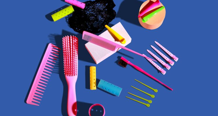 flatlay of hair accessories